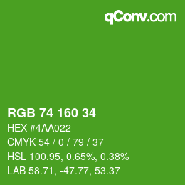 Color code: RGB 74 160 34 | qconv.com