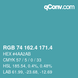 カラーコード: RGB 74 162.4 171.4 | qconv.com