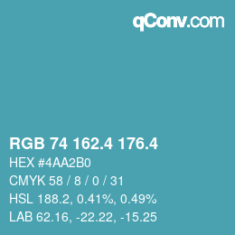 カラーコード: RGB 74 162.4 176.4 | qconv.com