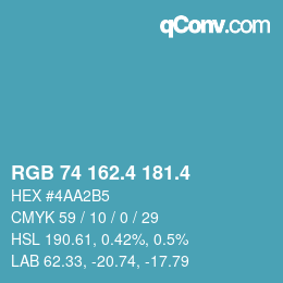 カラーコード: RGB 74 162.4 181.4 | qconv.com