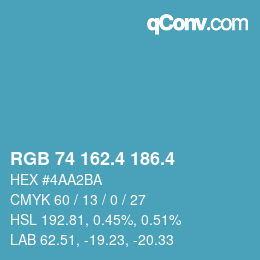 カラーコード: RGB 74 162.4 186.4 | qconv.com