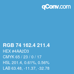 カラーコード: RGB 74 162.4 211.4 | qconv.com