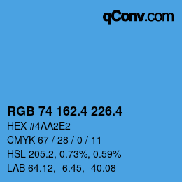 カラーコード: RGB 74 162.4 226.4 | qconv.com
