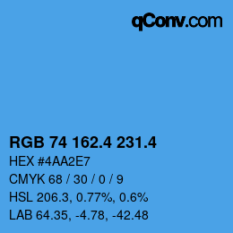 カラーコード: RGB 74 162.4 231.4 | qconv.com
