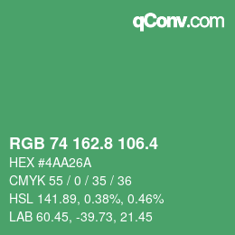 カラーコード: RGB 74 162.8 106.4 | qconv.com