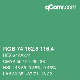 カラーコード: RGB 74 162.8 116.4 | qconv.com