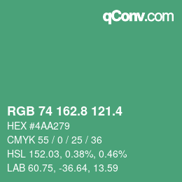 カラーコード: RGB 74 162.8 121.4 | qconv.com