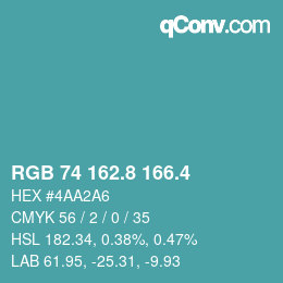 カラーコード: RGB 74 162.8 166.4 | qconv.com