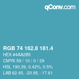カラーコード: RGB 74 162.8 181.4 | qconv.com