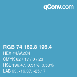 カラーコード: RGB 74 162.8 196.4 | qconv.com