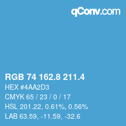 カラーコード: RGB 74 162.8 211.4 | qconv.com