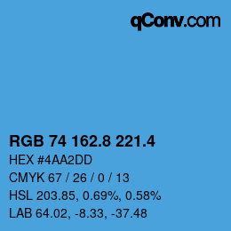 カラーコード: RGB 74 162.8 221.4 | qconv.com