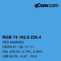 カラーコード: RGB 74 162.8 226.4 | qconv.com