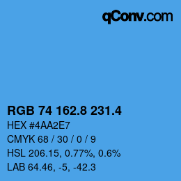 カラーコード: RGB 74 162.8 231.4 | qconv.com