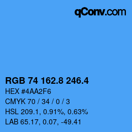 カラーコード: RGB 74 162.8 246.4 | qconv.com