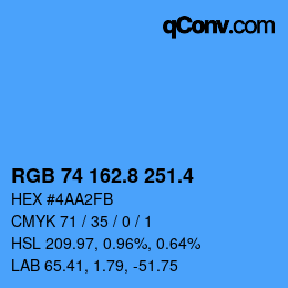 カラーコード: RGB 74 162.8 251.4 | qconv.com