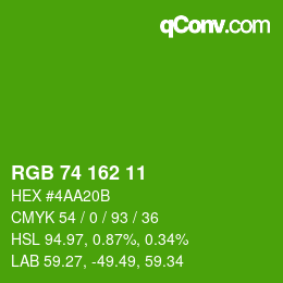 Color code: RGB 74 162 11 | qconv.com