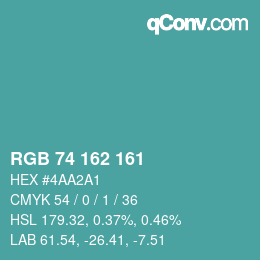 Color code: RGB 74 162 161 | qconv.com