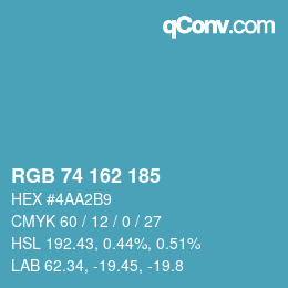 Color code: RGB 74 162 185 | qconv.com