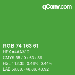 カラーコード: RGB 74 163 61 | qconv.com