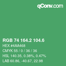 カラーコード: RGB 74 164.2 104.6 | qconv.com
