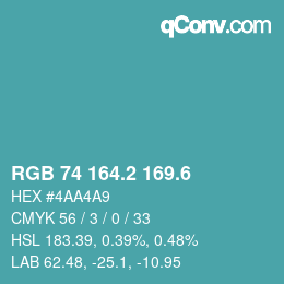カラーコード: RGB 74 164.2 169.6 | qconv.com