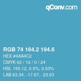 カラーコード: RGB 74 164.2 194.6 | qconv.com