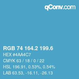 カラーコード: RGB 74 164.2 199.6 | qconv.com