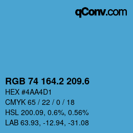 カラーコード: RGB 74 164.2 209.6 | qconv.com