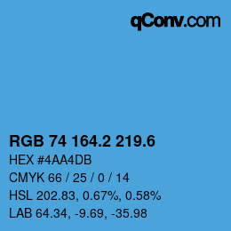 カラーコード: RGB 74 164.2 219.6 | qconv.com