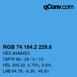 カラーコード: RGB 74 164.2 229.6 | qconv.com