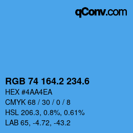 カラーコード: RGB 74 164.2 234.6 | qconv.com