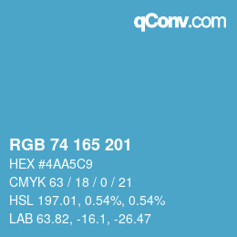 Color code: RGB 74 165 201 | qconv.com