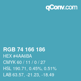 Código de color: RGB 74 166 186 | qconv.com