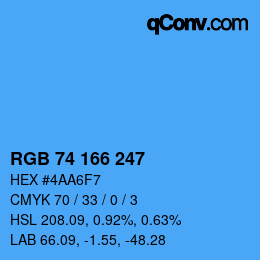 Color code: RGB 74 166 247 | qconv.com