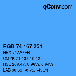 Color code: RGB 74 167 251 | qconv.com