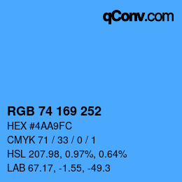 Color code: RGB 74 169 252 | qconv.com