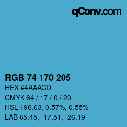 Color code: RGB 74 170 205 | qconv.com
