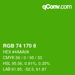 カラーコード: RGB 74 170 8 | qconv.com