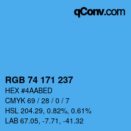 Color code: RGB 74 171 237 | qconv.com