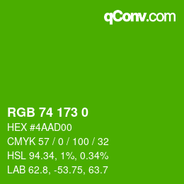 Color code: RGB 74 173 0 | qconv.com
