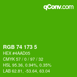 Color code: RGB 74 173 5 | qconv.com