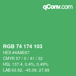 Color code: RGB 74 174 103 | qconv.com