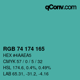 Color code: RGB 74 174 165 | qconv.com