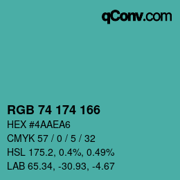 Color code: RGB 74 174 166 | qconv.com