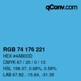 Color code: RGB 74 176 221 | qconv.com