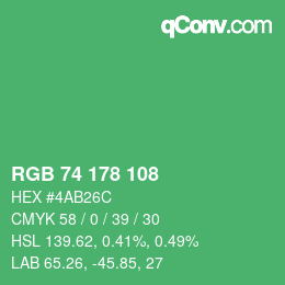Color code: RGB 74 178 108 | qconv.com