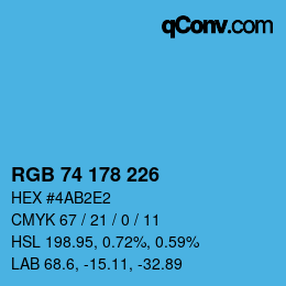 Color code: RGB 74 178 226 | qconv.com