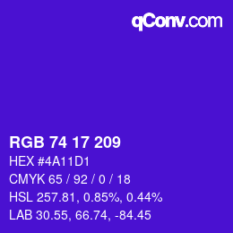 カラーコード: RGB 74 17 209 | qconv.com