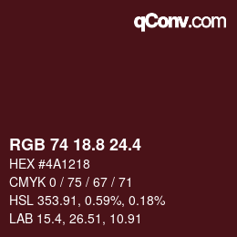カラーコード: RGB 74 18.8 24.4 | qconv.com